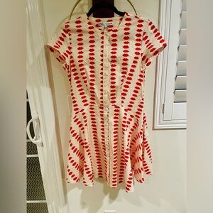 Zara  Red and Cream Lips Patterned Dress
